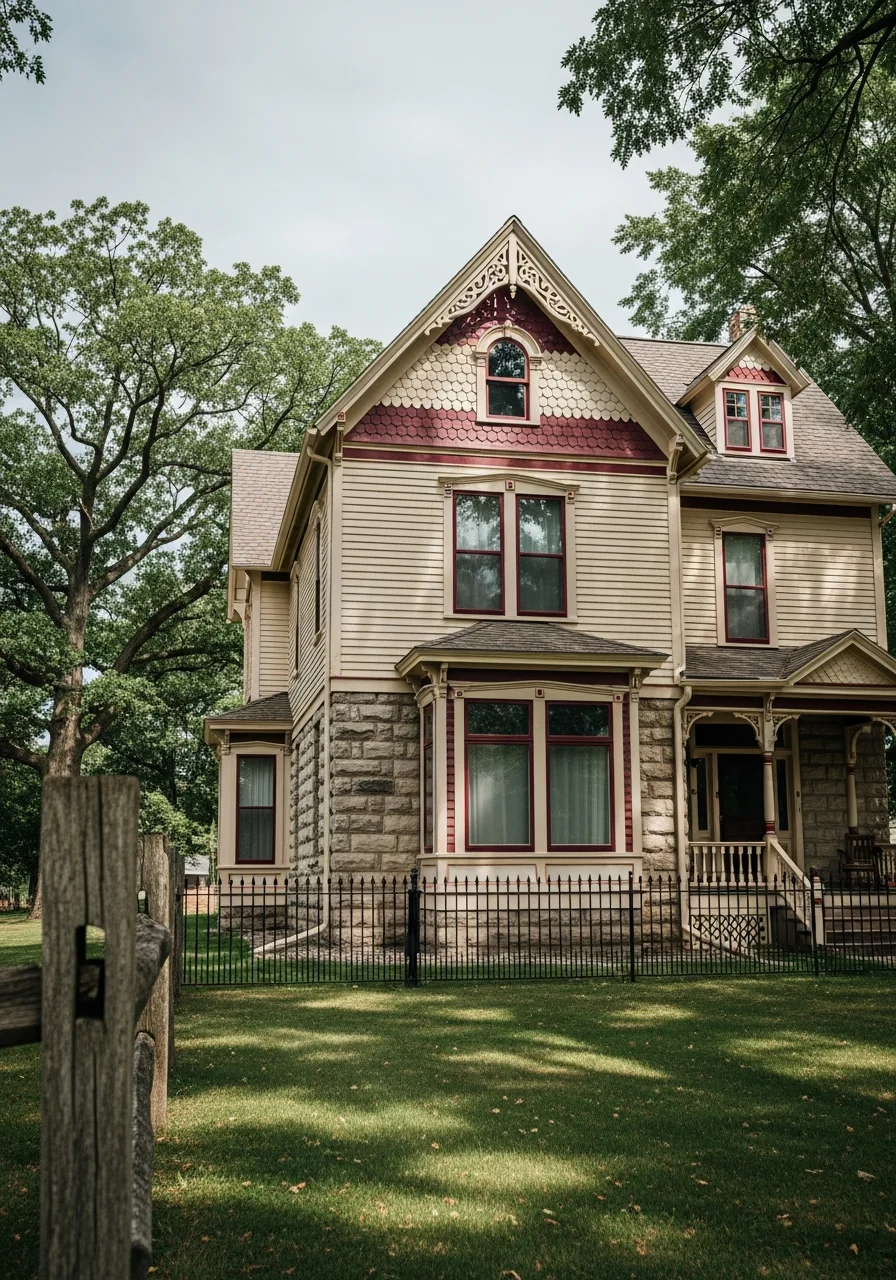 New Glarus resident standing in front of a historic home, representing the village's heritage architecture.